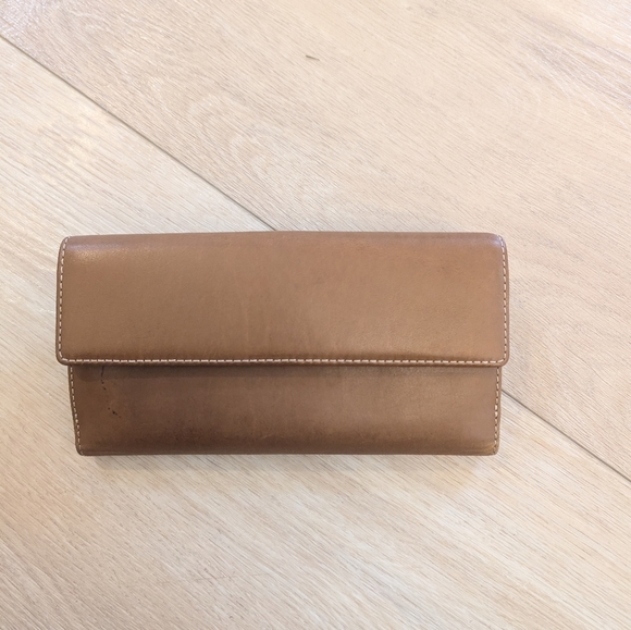 Coach Bi Fold Camel Wallet Leather Red Interior - Picture 2 of 7